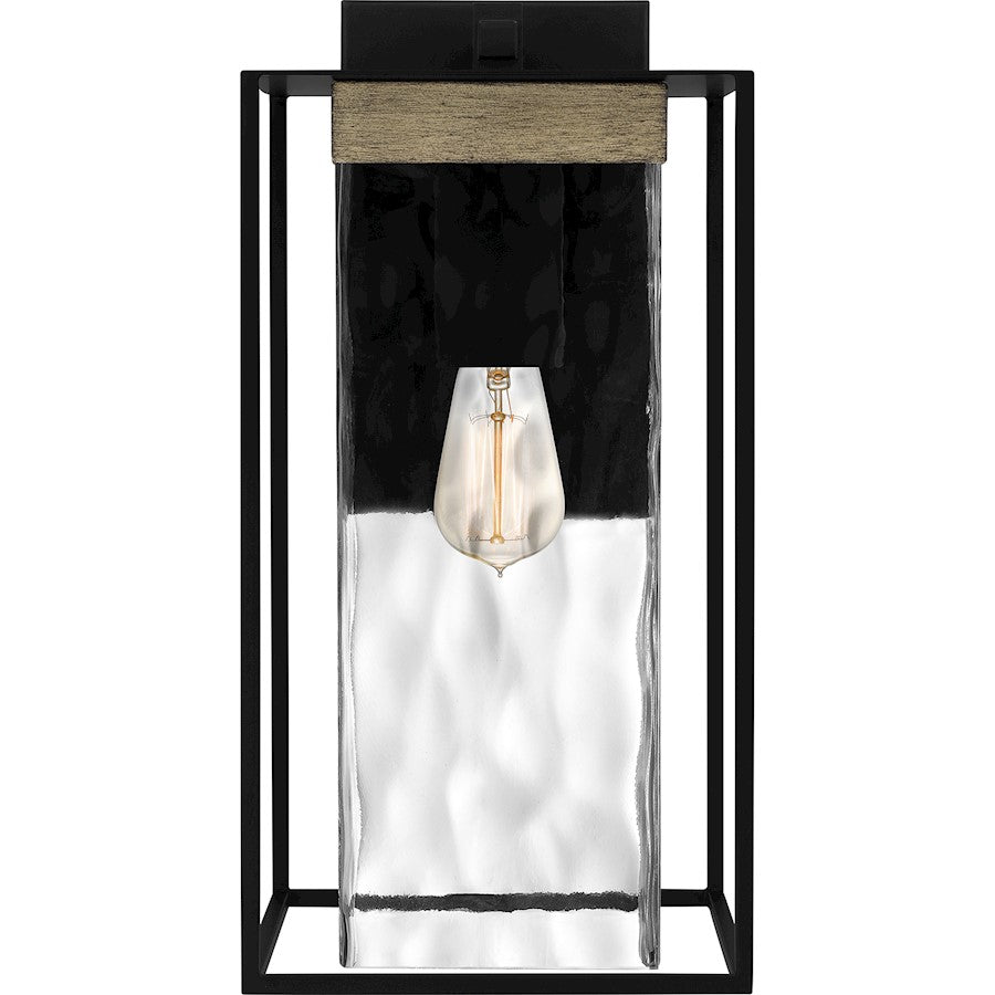 Longwood 1 Light Outdoor Lantern, Black/Clear Hammered