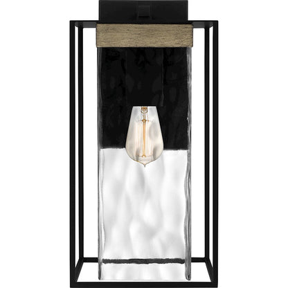 Longwood 1 Light Outdoor Lantern, Black/Clear Hammered