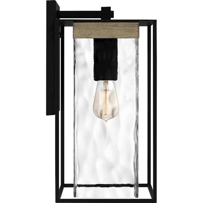 Longwood 1 Light Outdoor Lantern, Black/Clear Hammered