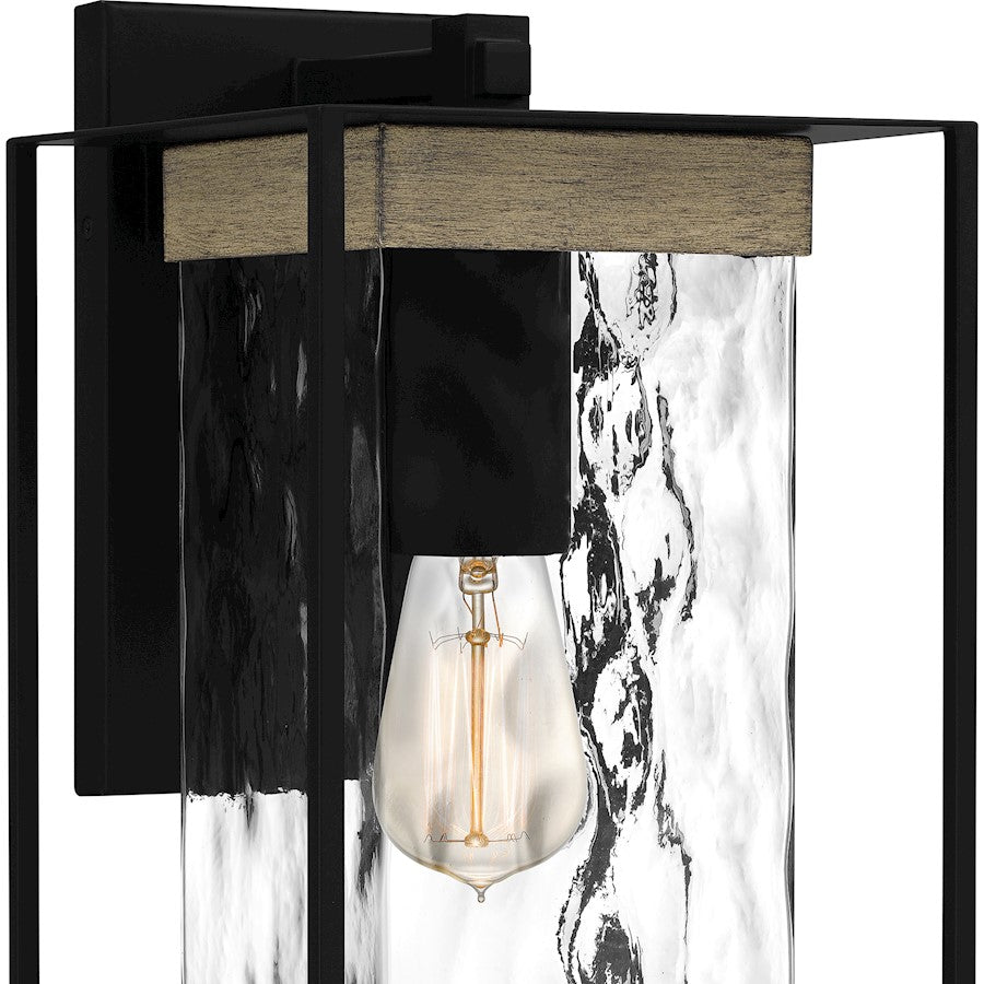 Longwood 1 Light Outdoor Lantern, Black/Clear Hammered