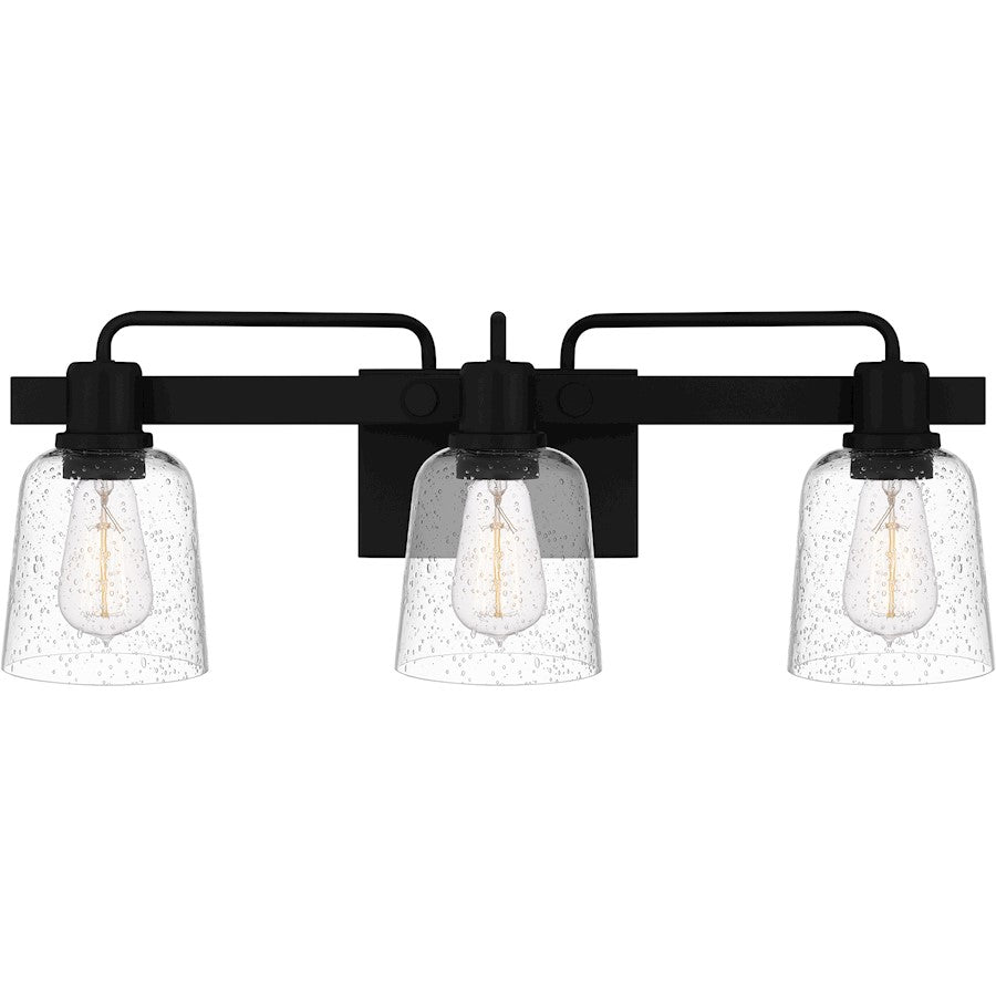 Lydia 3 Light Bath Light, Matte Black/Clear Seedy