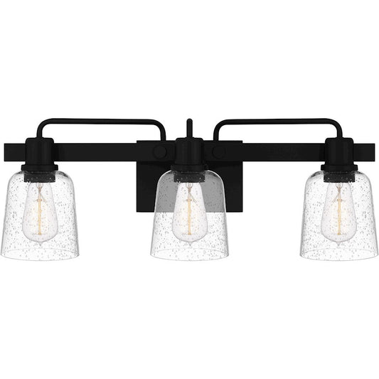 Lydia 3 Light Bath Light, Matte Black/Clear Seedy