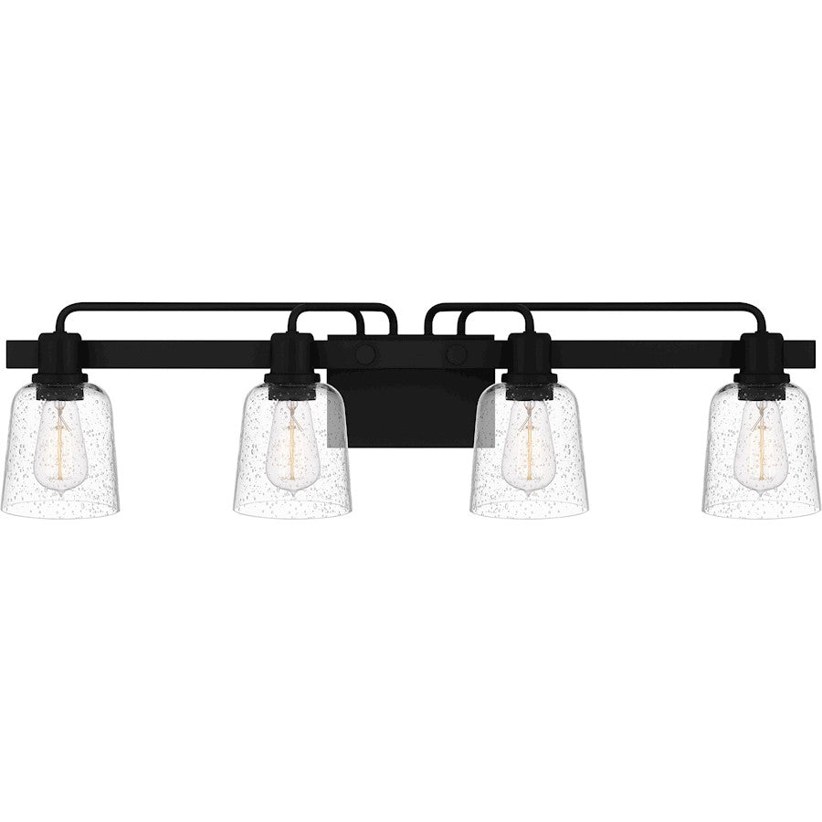 Lydia 4 Light Bath Light, Matte Black/Clear Seedy