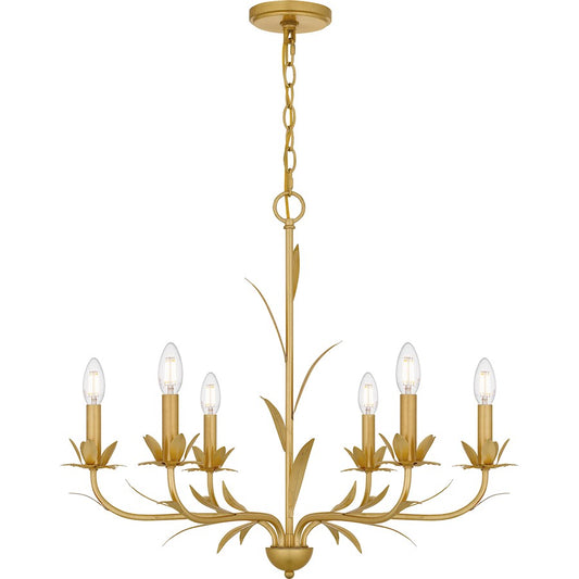 Quoizel Maria 6 Light Chandelier, Gold Leaf - MAA5027GFL