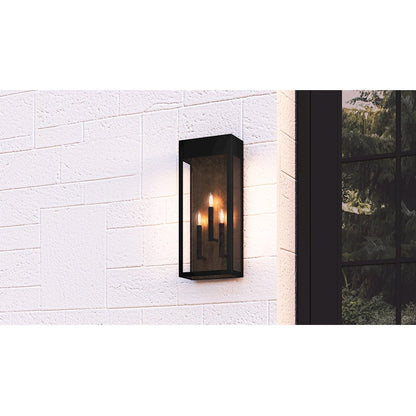 Maren 3 Light Outdoor Lantern, Black/Clear Panel Side