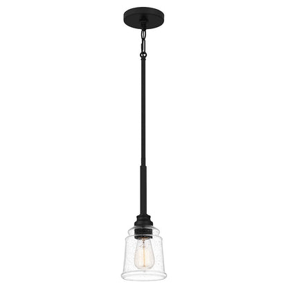 McIntire 1 Light Mini Pendant, Matte Black/Clear Seedy