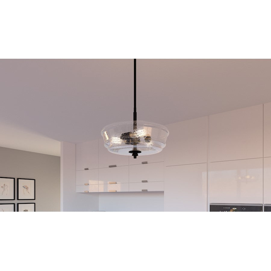 Quoizel McIntire 3 Light Pendant, Matte Black/Clear Seedy - MCI2815MBK