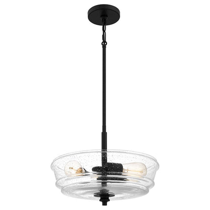 McIntire 3 Light Pendant, Matte Black/Clear Seedy