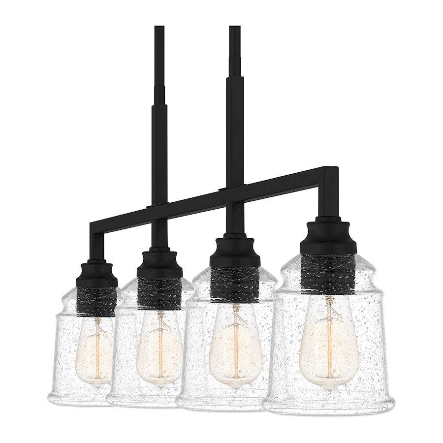 McIntire 4 Light Island Light, Matte Black/Clear Seedy