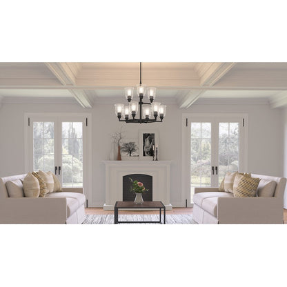 Quoizel McIntire 5 Light Chandelier, Matte Black/Clear Seedy - MCI5025MBK