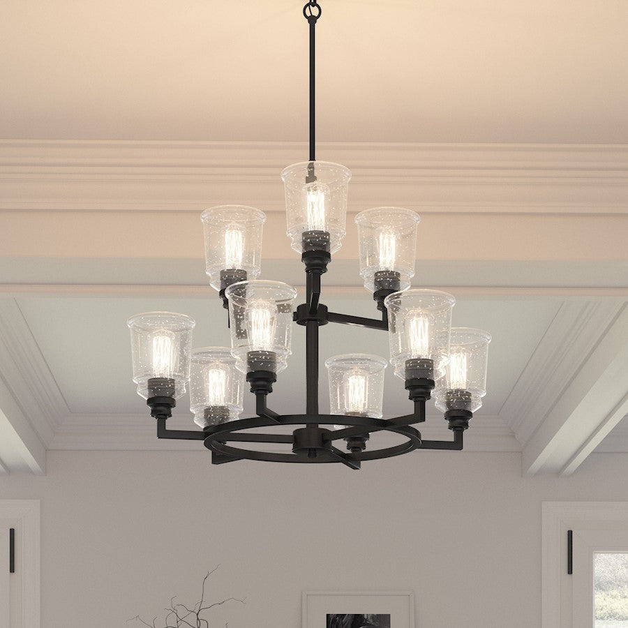 McIntire Chandelier, Matte Black/Clear Seedy