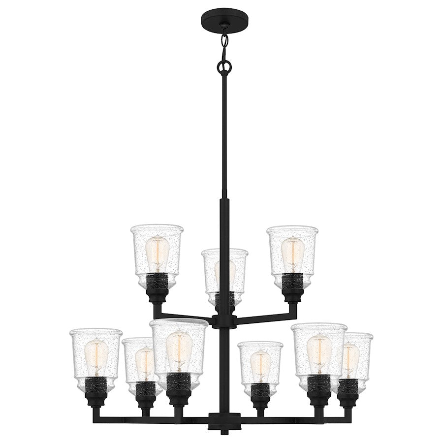 McIntire Chandelier, Matte Black/Clear Seedy