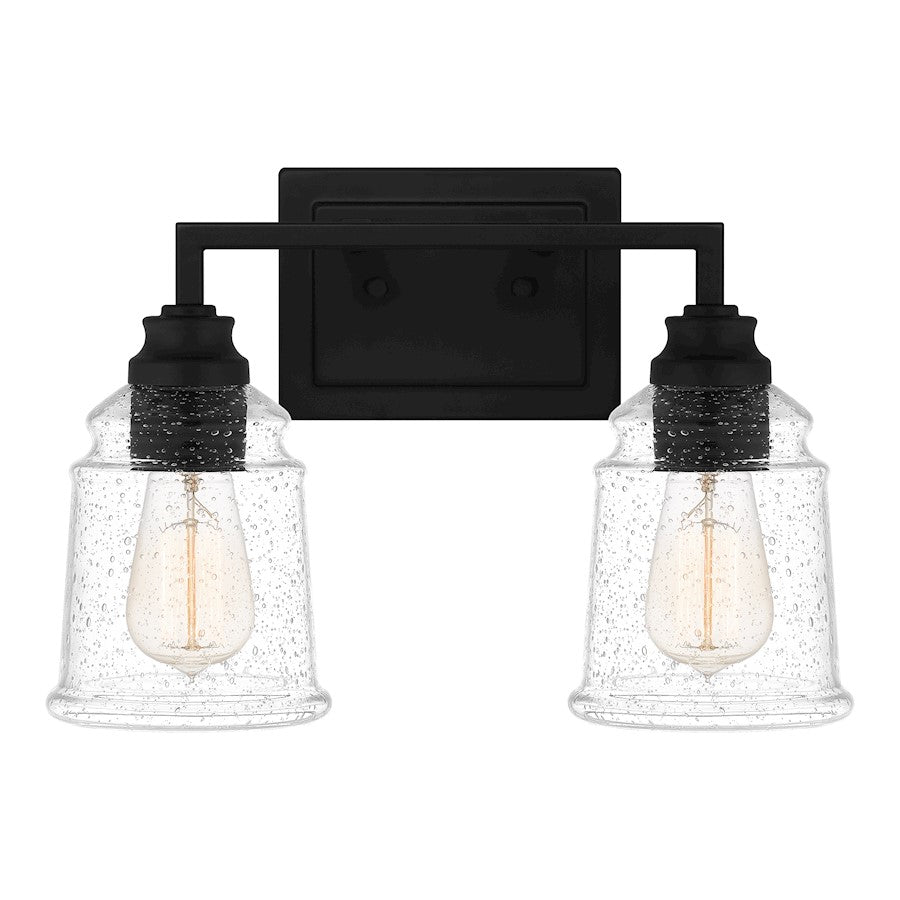 McIntire 2 Light Bath Light, Matte Black/Clear Seedy