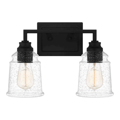 McIntire 2 Light Bath Light, Matte Black/Clear Seedy