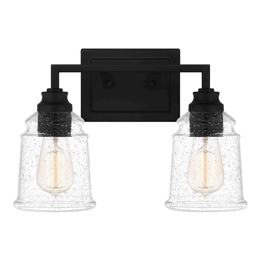 McIntire 2 Light Bath Light, Matte Black/Clear Seedy