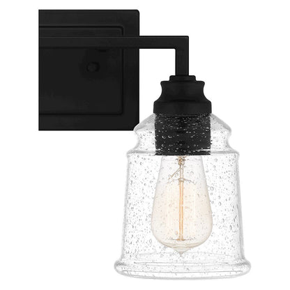 McIntire 2 Light Bath Light, Matte Black/Clear Seedy