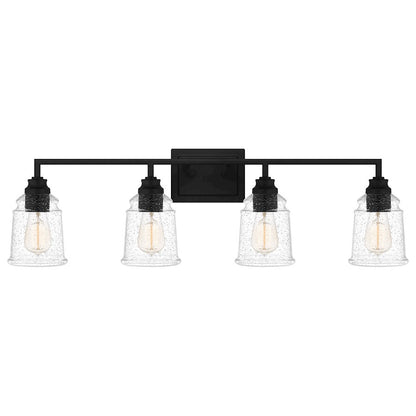 McIntire 4 Light Bath Light, Matte Black/Clear Seedy