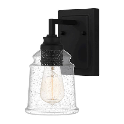 McIntire 1 Light Wall Sconce, Matte Black/Clear Seedy