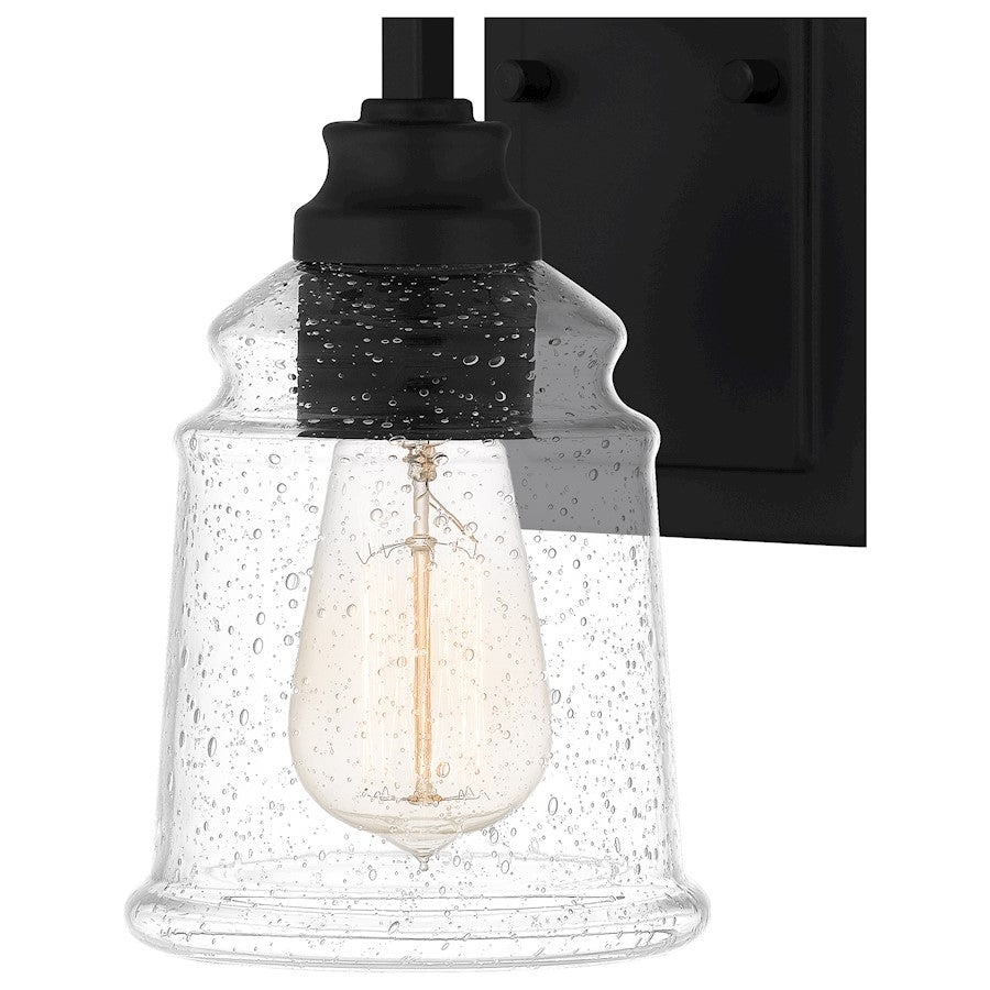 McIntire 1 Light Wall Sconce, Matte Black/Clear Seedy