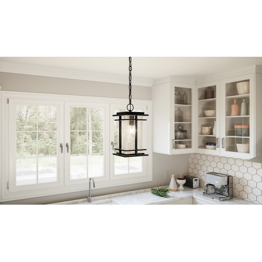 McAlister 1 Light Mini Pendant, Earth Black/Clear Textured