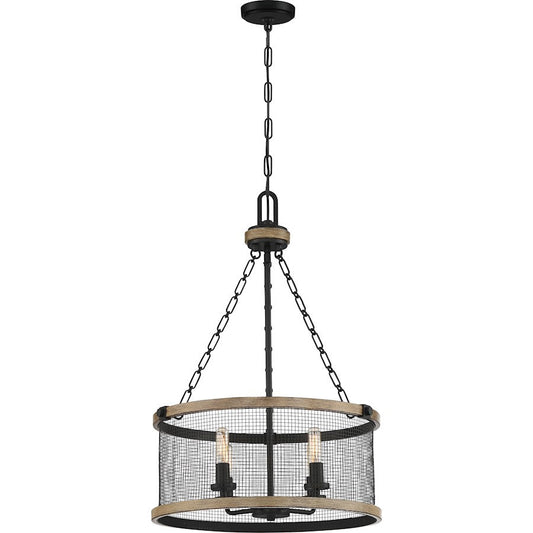 Quoizel Mccrady 4 Light Pendant, Matte Black/Metal Mesh - MCY2818MBK