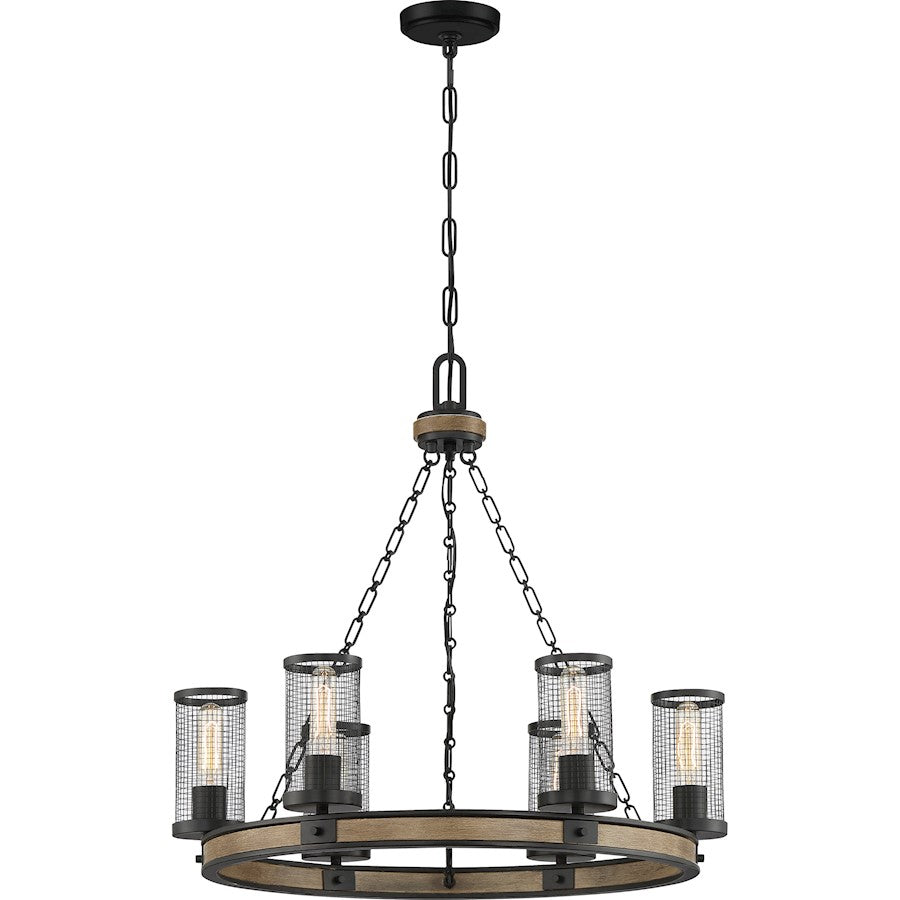 Quoizel Mccrady 6 Light Chandelier, Matte Black/Metal Mesh - MCY5026MBK