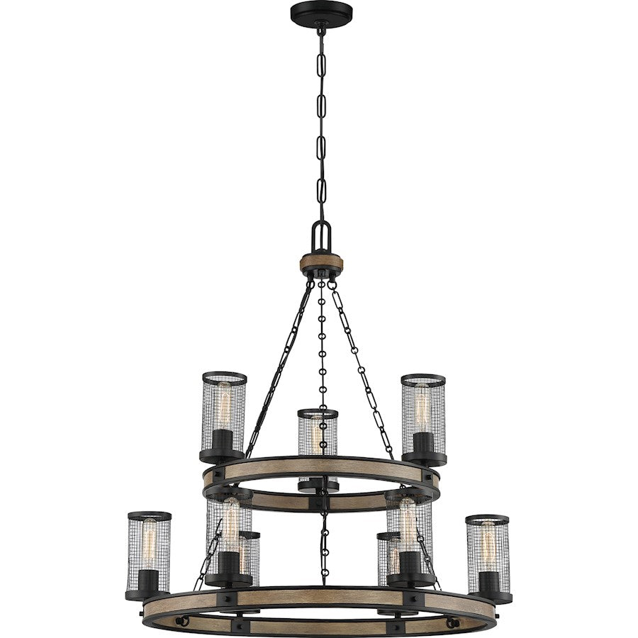 Quoizel Mccrady 9 Light Chandelier, Matte Black/Metal Mesh - MCY5030MBK