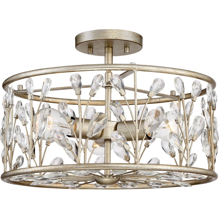 3 Light Meadow Lane Semi-Flush Mount, Vintage Gold