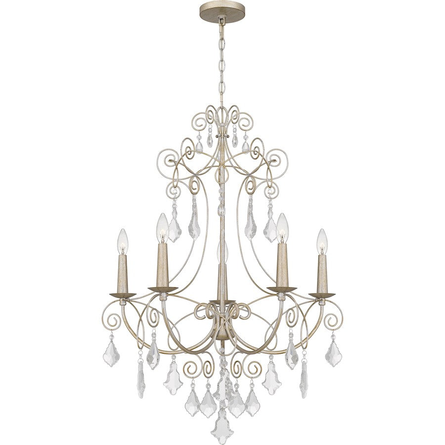 Merida 5 Light Chandelier, Vintage Gold