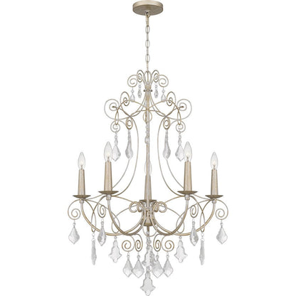 Merida 5 Light Chandelier, Vintage Gold