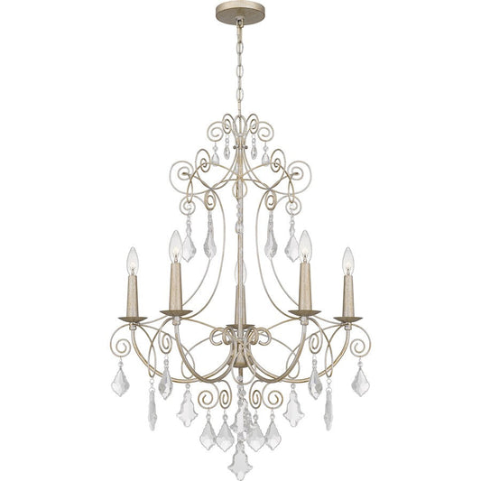 Merida 5 Light Chandelier, Vintage Gold