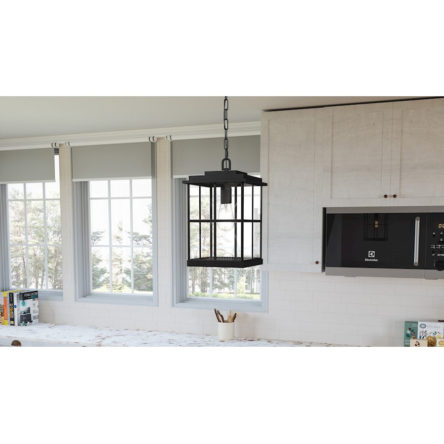 Mulligan 1 Light Mini Pendant, Matte Black/Clear Beveled