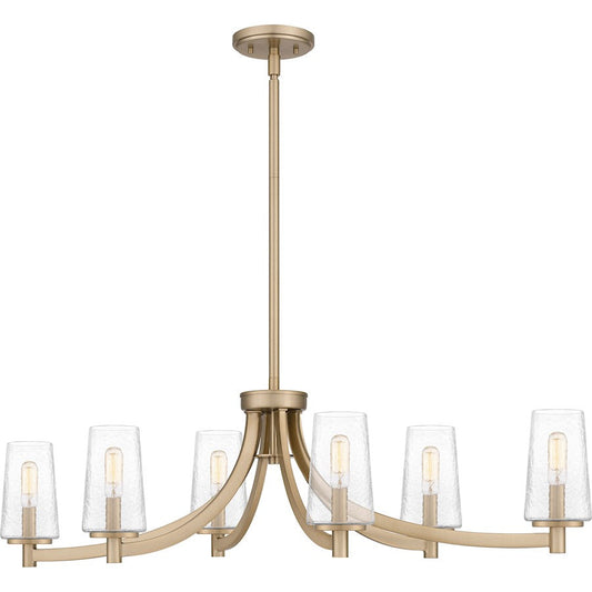 Miccio 6 Light Island Light, Bronze Gold/Clear Glacial Glass