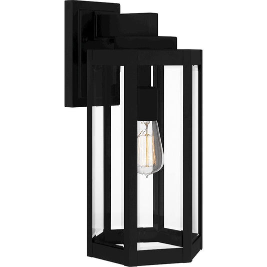 Mesnick 1 Light Outdoor Lantern, Black/Clear Beveled