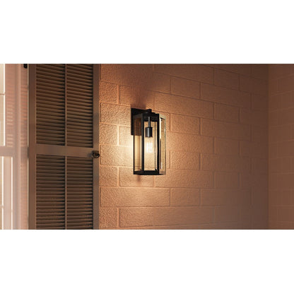 Mesnick 1 Light Outdoor Lantern, Black/Clear Beveled