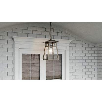 Merle 1 Light 17" Outdoor Lantern, Burnished Bronze/Seeded