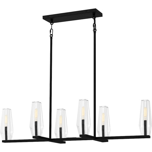 Malamute 6 Light Island Light, Matte Black/Clear Crystal