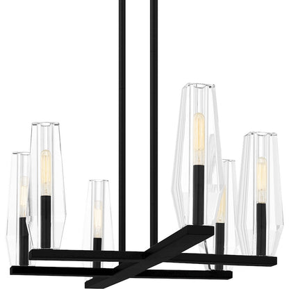 Malamute 6 Light Island Light, Matte Black/Clear Crystal