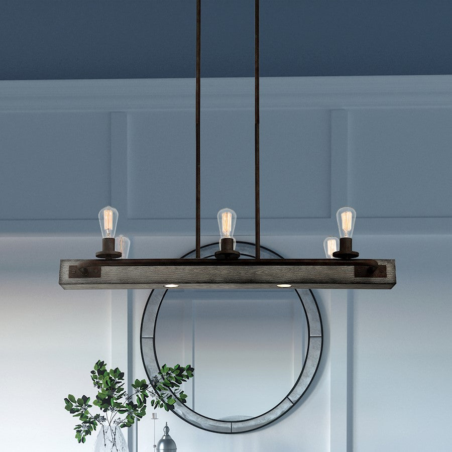 Quoizel Melville Linear 6 Light Chandelier, Iron Gate - MVL642IN