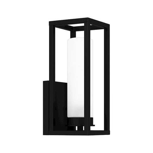 Neville 1 Light Outdoor Lantern, Matte Black/Etched