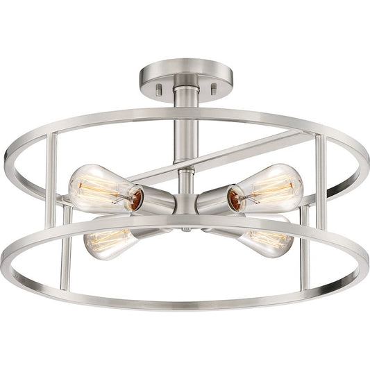 New Harbor 4 Light Semi-Flush Mount, Brushed Nickel