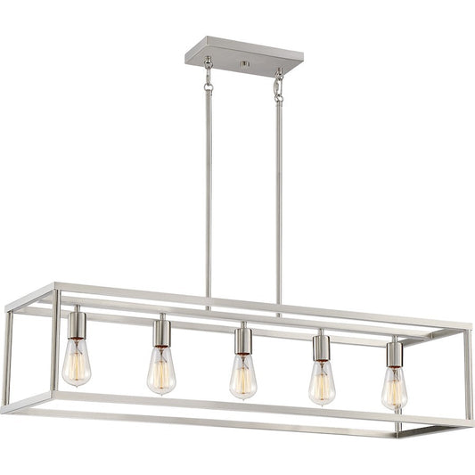 New Harbor 5 Light Island Light, Brushed Nickel