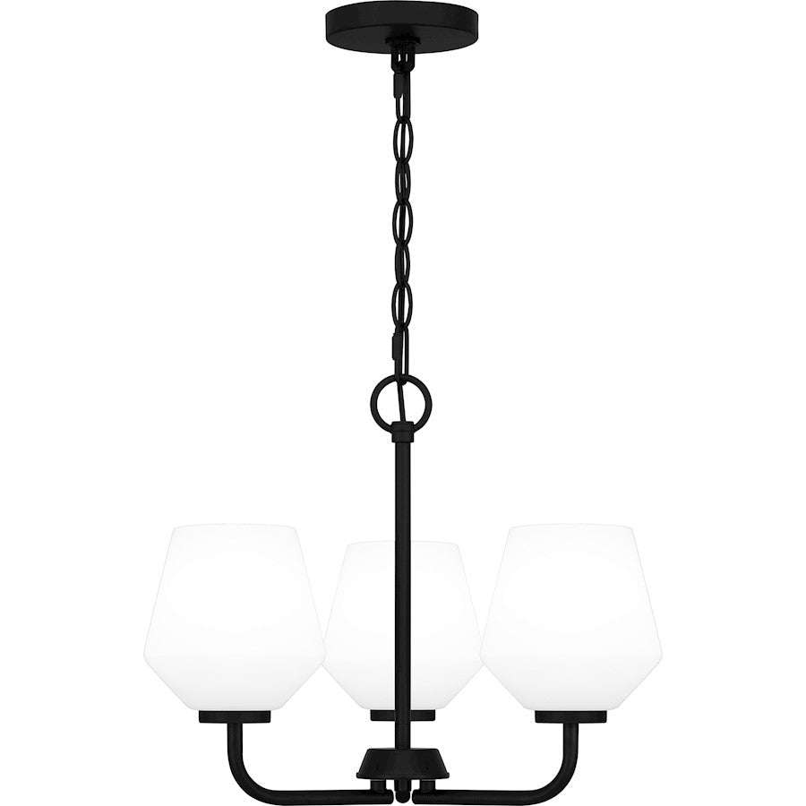 Quoizel Nielson 3 Light Pendant, Matte Black/Opal Etched - NIE2817MBK