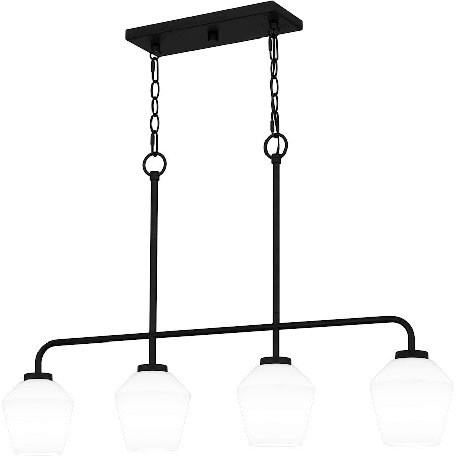 Quoizel Nielson 4 Light Island Light, Matte Black/Opal Etched - NIE436MBK