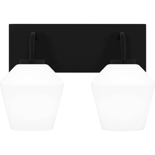 Quoizel Nielson 2 Light Bath Light, Matte Black/Opal Etched - NIE8613MBK