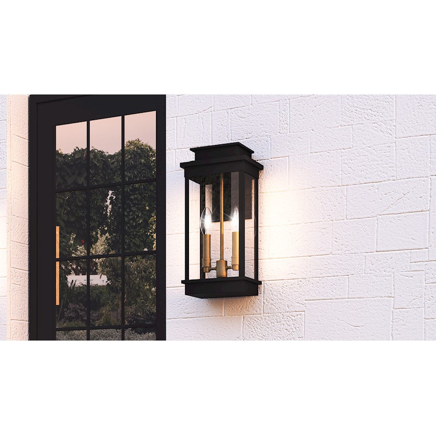 Noelle 2 Light Outdoor Lantern, Black/Clear Panel Side