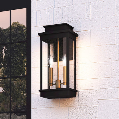 Noelle 2 Light Outdoor Lantern, Black/Clear Panel Side