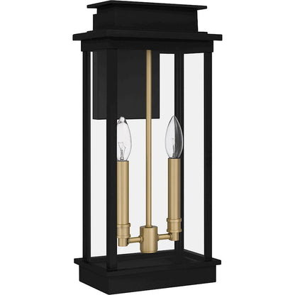 Noelle 2 Light Outdoor Lantern, Black/Clear Panel Side