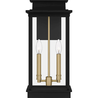 Noelle 2 Light Outdoor Lantern, Black/Clear Panel Side