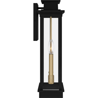 Noelle 2 Light Outdoor Lantern, Black/Clear Panel Side